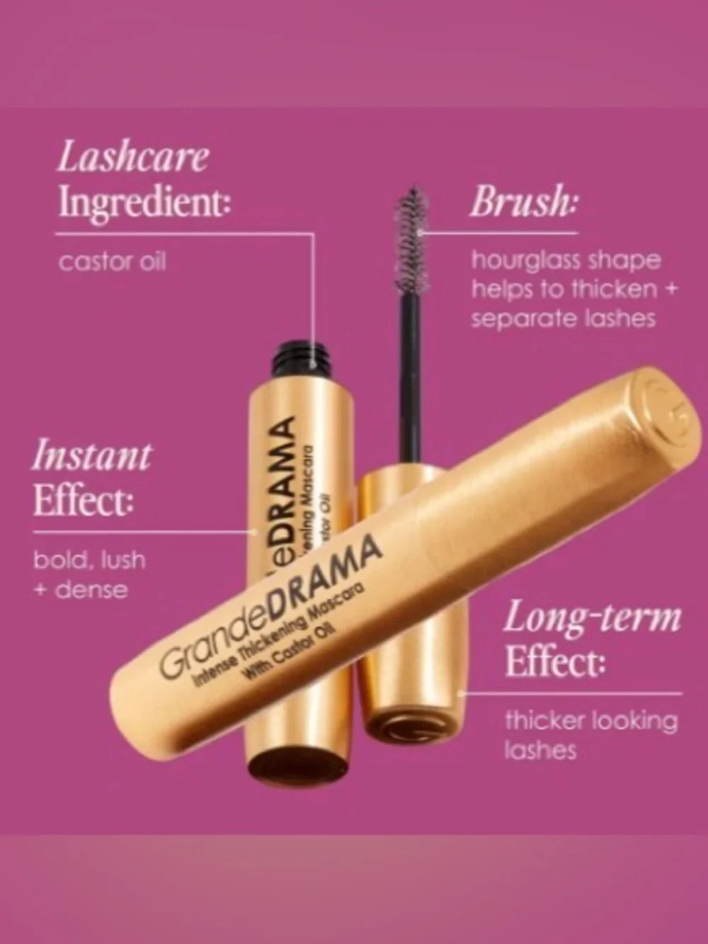 GrandeDRAMA Black Intense Thickening Mascara with Castor Oil